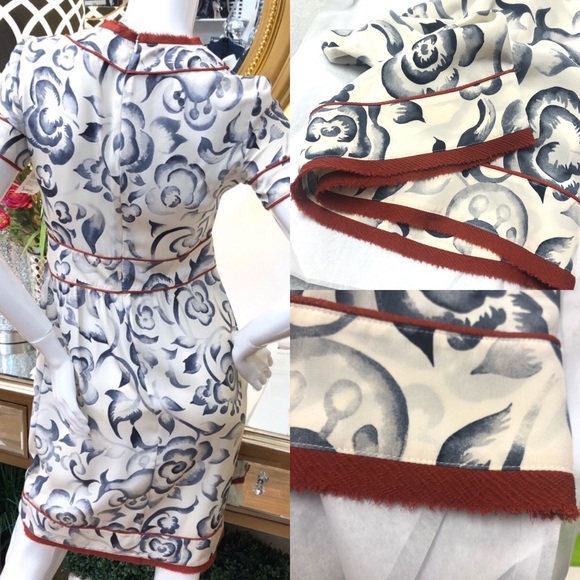 FENDI Gray & Red Floral Silk Dress 6 - Picture 5 of 8